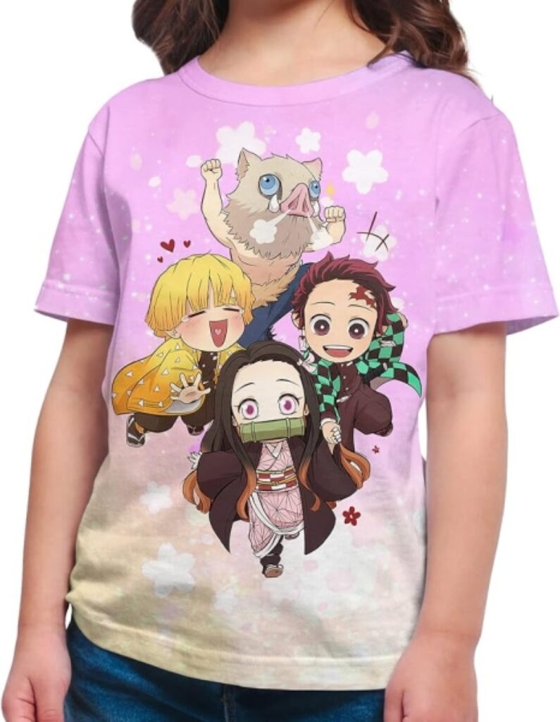 Hot Anime Demon Slayer Cosplay Kochou Shinobu Tsuyuri Kanawo T-Shirt Kids T- Shirt